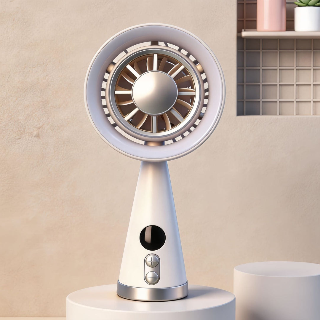 Ventilator Portabil cu Iluminare LED și Afișaj Digital pentru Femei 4