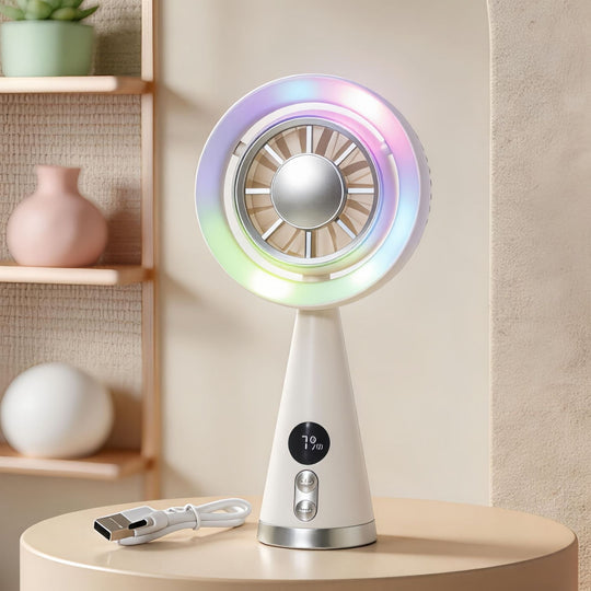 Ventilator Portabil cu Iluminare LED și Afișaj Digital pentru Femei 6