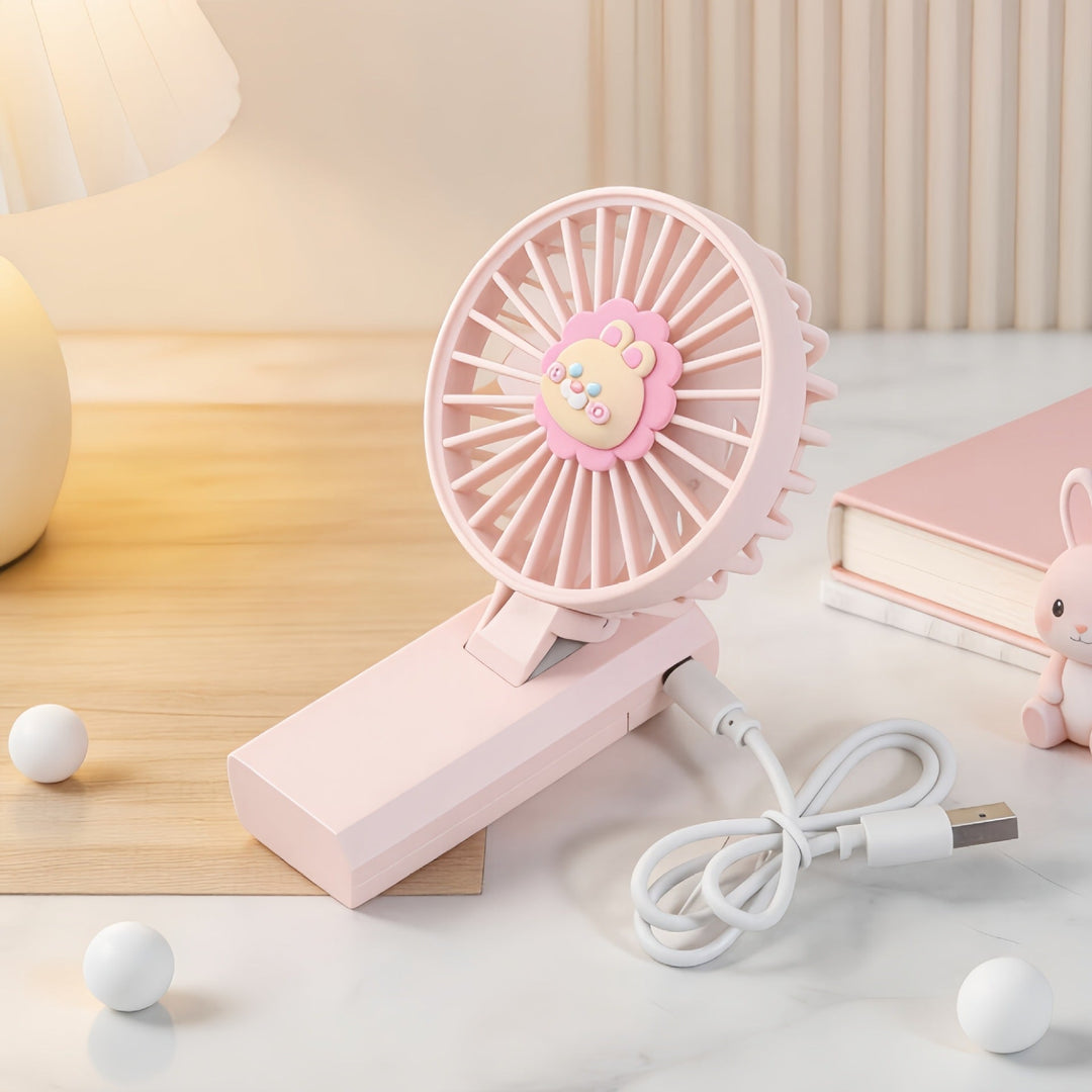 Ventilator Portabil de Mână cu Design de Leu pentru Femei 1