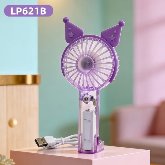Ventilator Portabil de Mână cu Iluminare LED și Funcție de Pulverizare 10