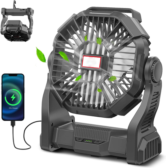 Ventilator Portabil pentru Camping cu Lanternă LED 0