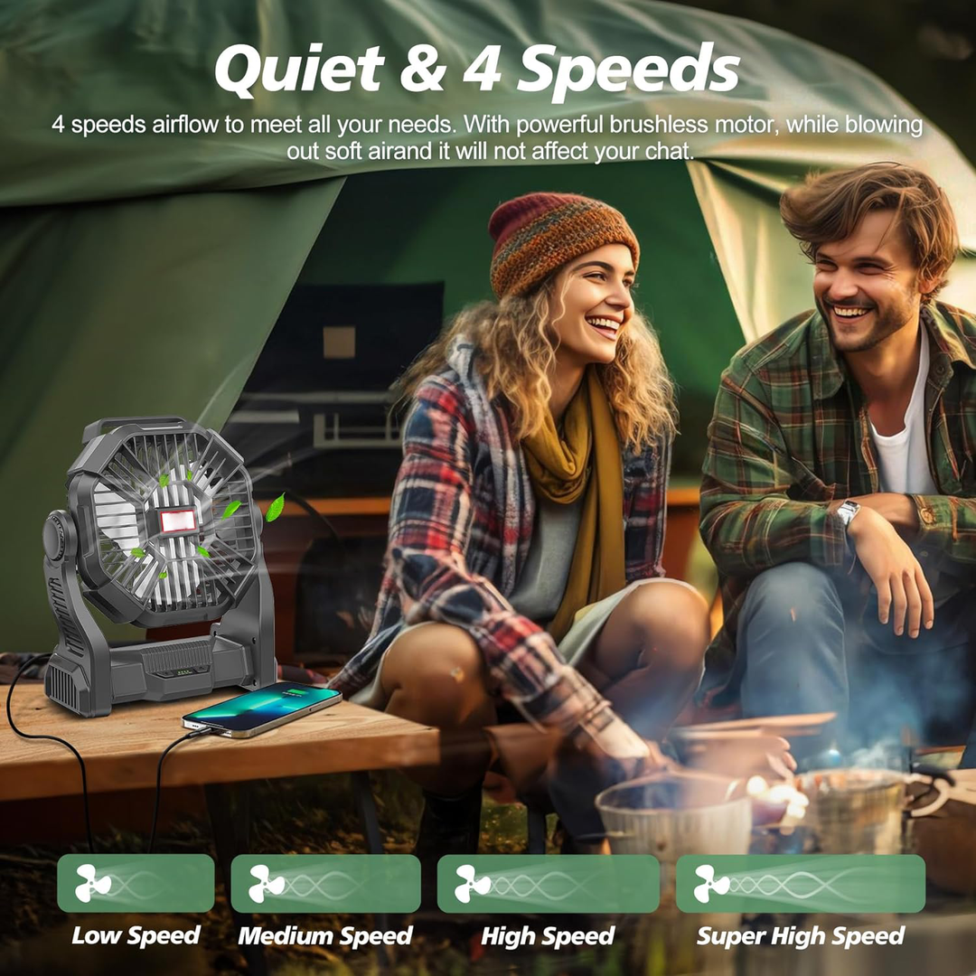 Ventilator Portabil pentru Camping cu Lanternă LED 6