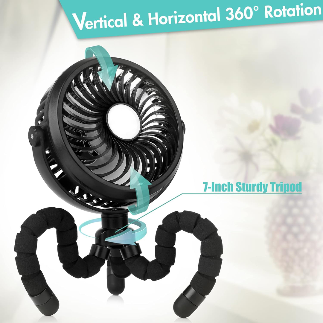 Ventilator Portabil pentru Cărucior cu Ajustare 360° 1
