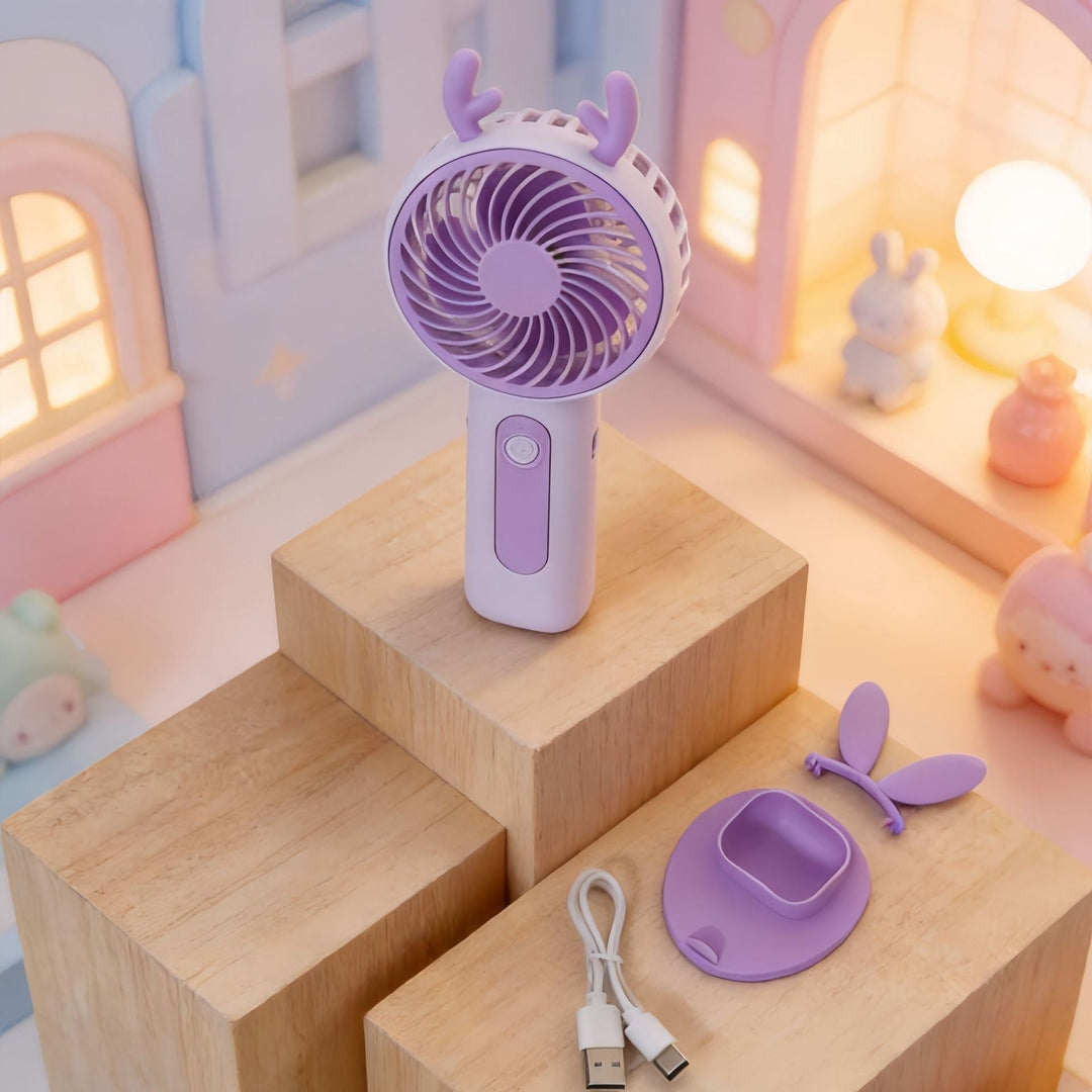 Ventilator Portabil pentru Femei cu Design Iepuraș Drăguț 6