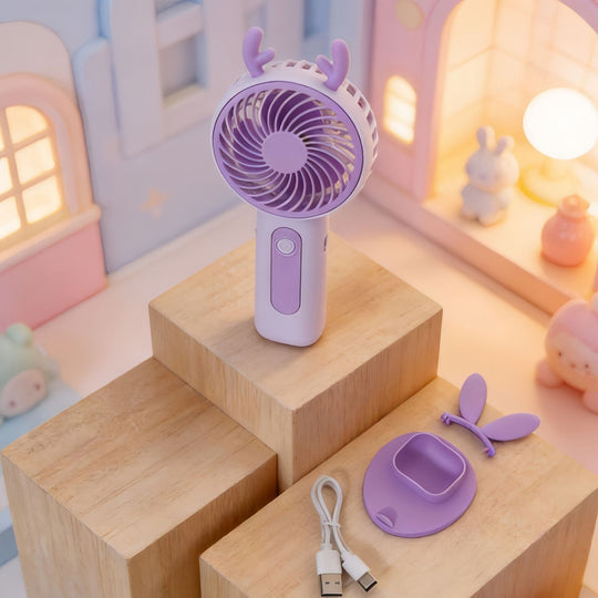 Ventilator Portabil pentru Femei cu Design Iepuraș Drăguț 6