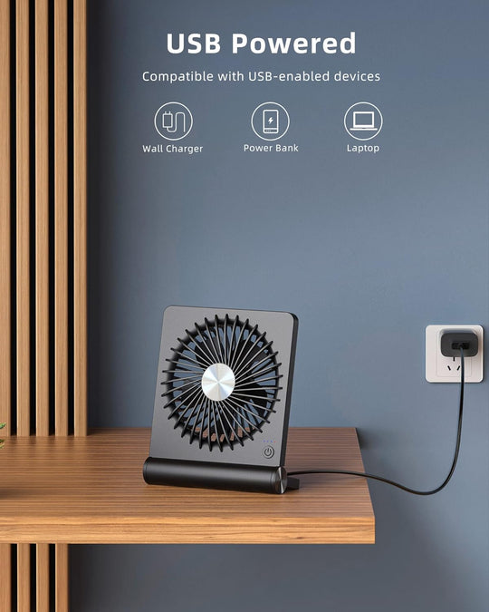 Ventilator de Birou Compact cu 3 Viteze și Design Modern 2