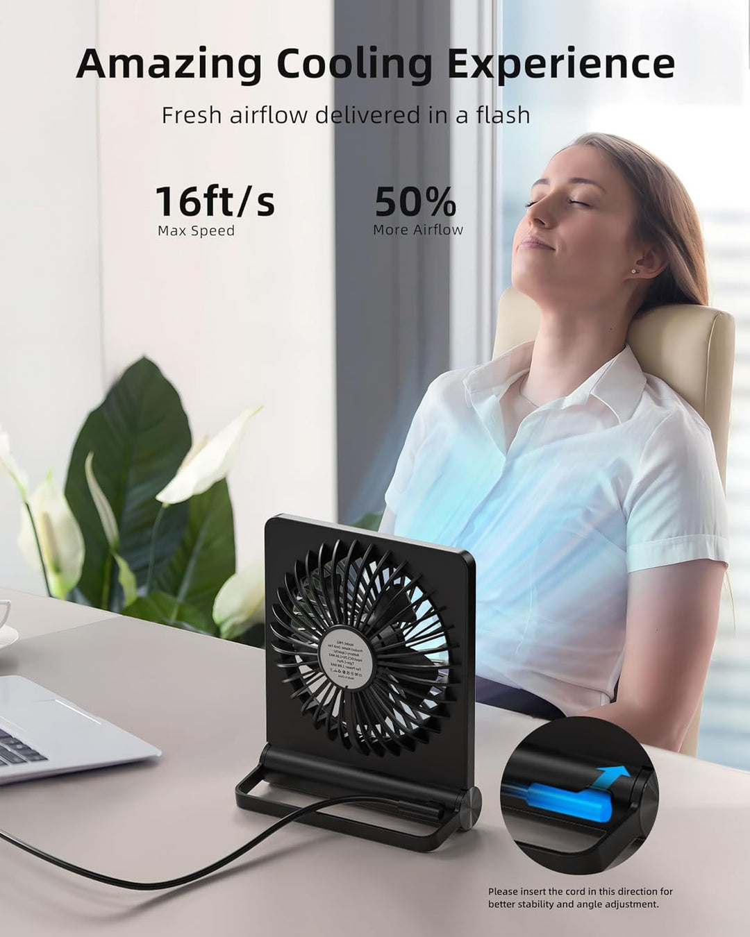 Ventilator de Birou Compact cu 3 Viteze și Design Modern 3