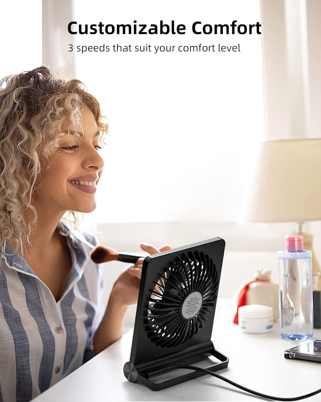 Ventilator de Birou Compact cu 3 Viteze și Design Modern 4