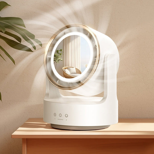 Ventilator de Birou Multifuncțional cu Oglindă și Lumină LED 1