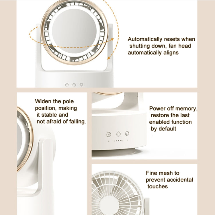 Ventilator de Birou Multifuncțional cu Oglindă și Lumină LED 7
