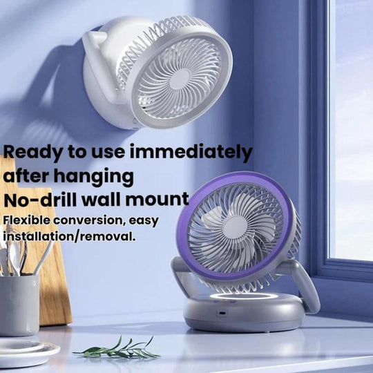 Ventilator de Birou Pliabil cu Cinci Viteze și LED, Design Compact și Portabil 1