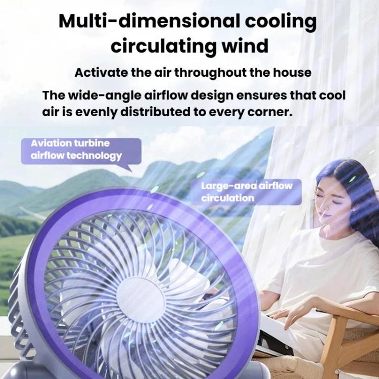 Ventilator de Birou Pliabil cu Cinci Viteze și LED, Design Compact și Portabil 3