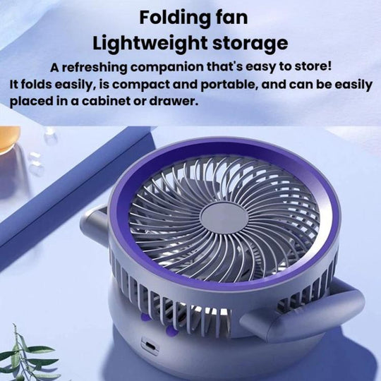 Ventilator de Birou Pliabil cu Cinci Viteze și LED, Design Compact și Portabil 5