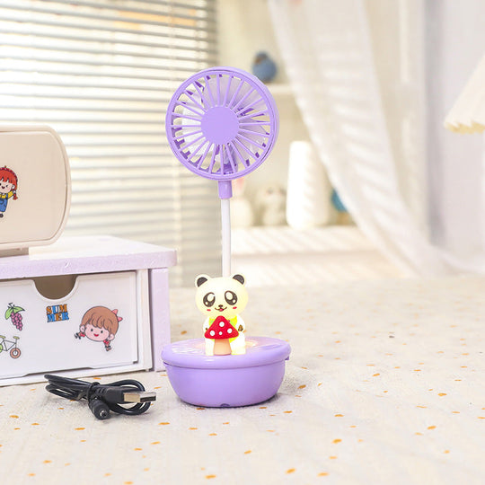 Ventilator de Mână Portabil cu Design Panda și LED-uri pentru Femei 10