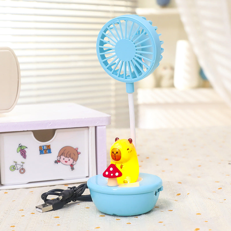 Ventilator de Mână Portabil cu Design Panda și LED-uri pentru Femei 6