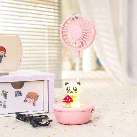 Ventilator de Mână Portabil cu Design Panda și LED-uri pentru Femei 7