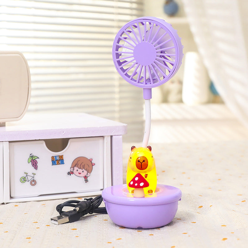 Ventilator de Mână Portabil cu Design Panda și LED-uri pentru Femei 8