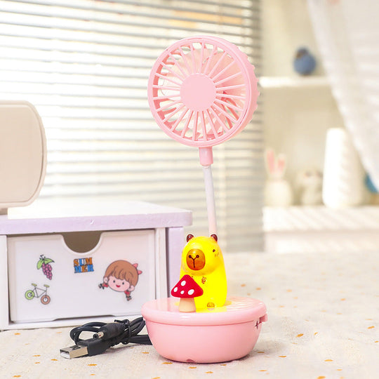 Ventilator de Mână Portabil cu Design Panda și LED-uri pentru Femei 9