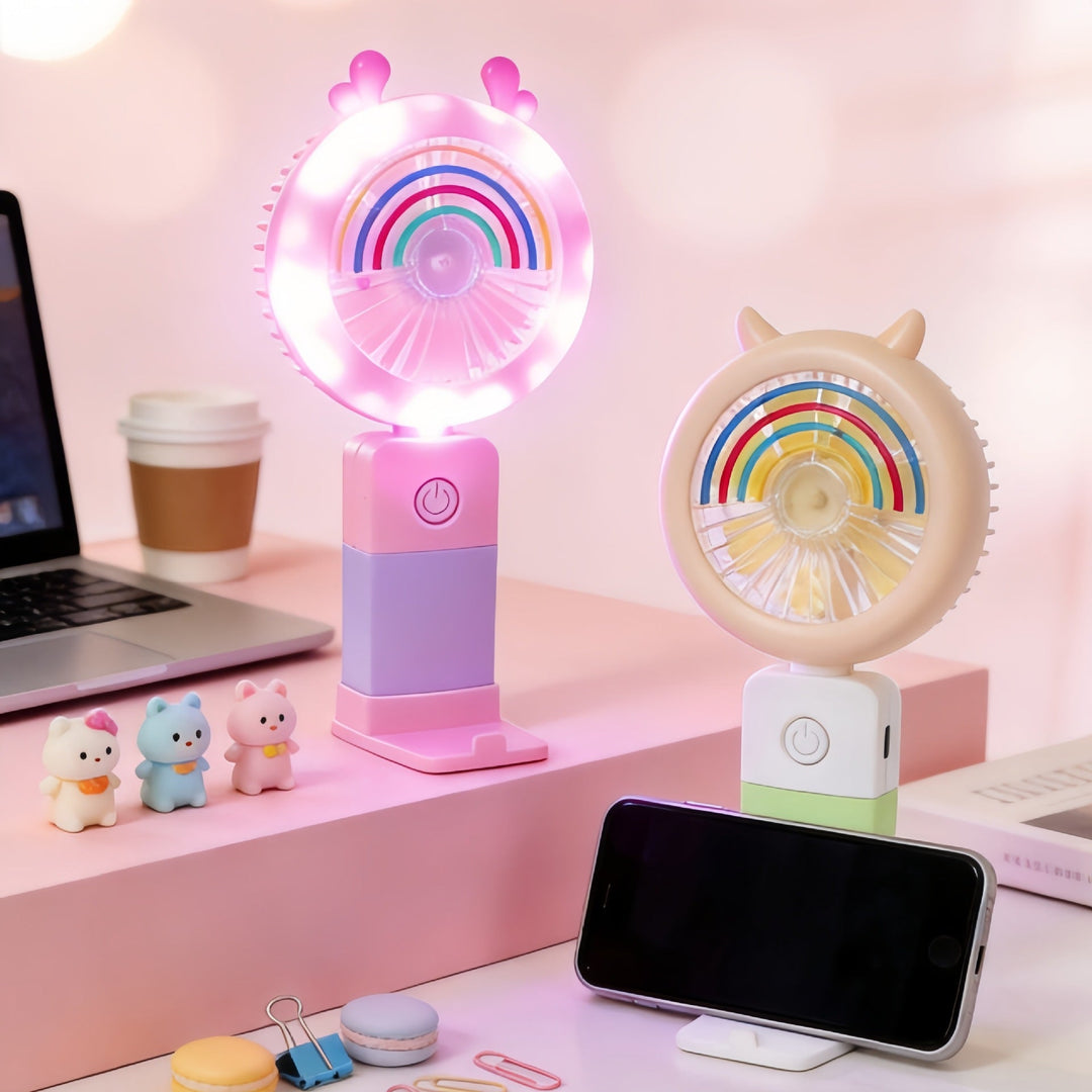 Ventilator de mână portabil cu LED-uri pentru femei 2