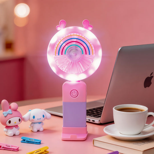 Ventilator de mână portabil cu LED-uri pentru femei 7