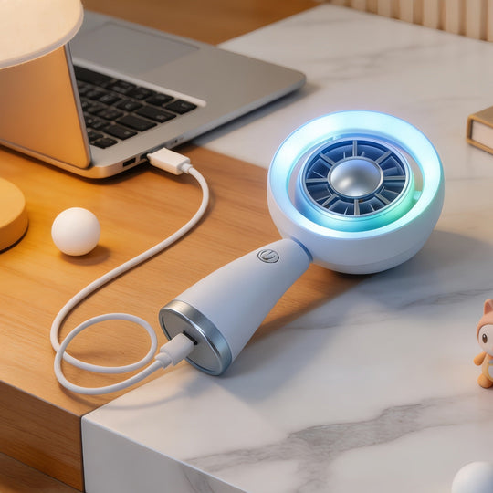Ventilator de mână portabil cu iluminare RGB pentru femei 2