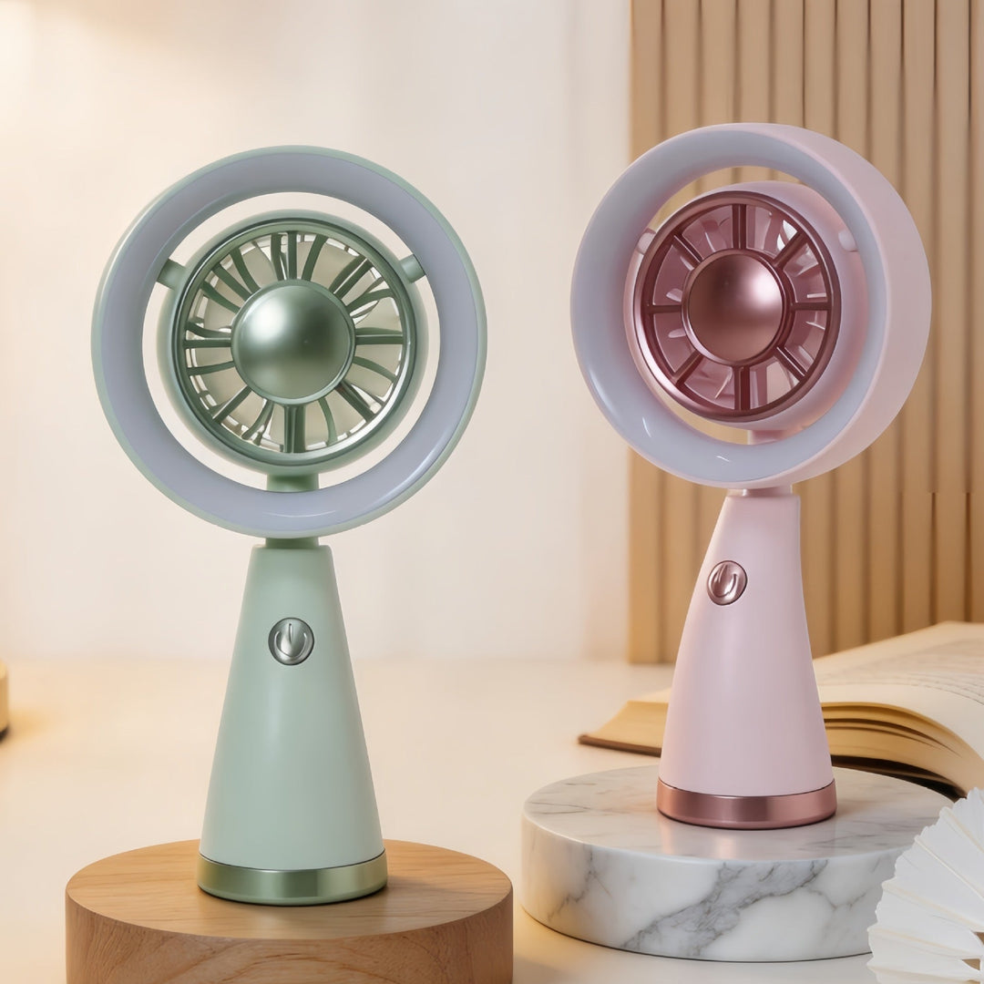 Ventilator de mână portabil cu iluminare RGB pentru femei 3