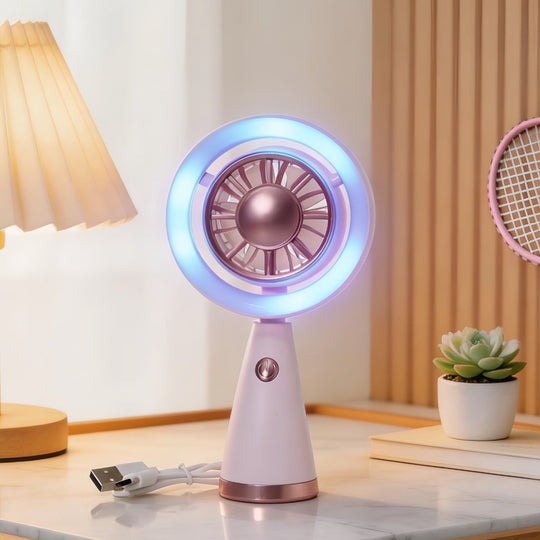 Ventilator de mână portabil cu iluminare RGB pentru femei 5