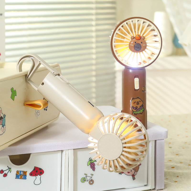 Ventilator de mână portabil unisex cu lumină LED și clemă 2
