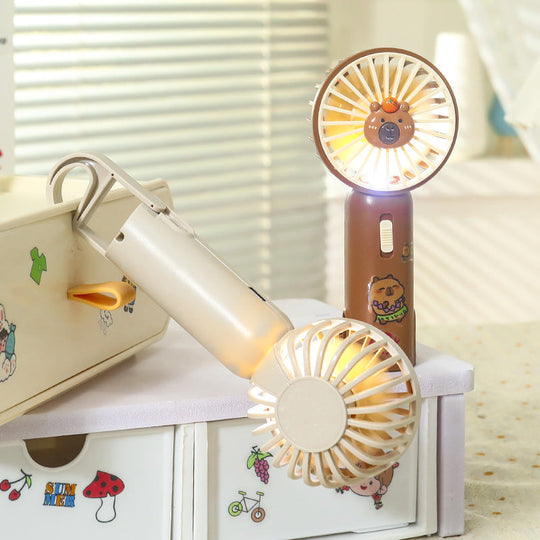 Ventilator de mână portabil unisex cu lumină LED și clemă 2