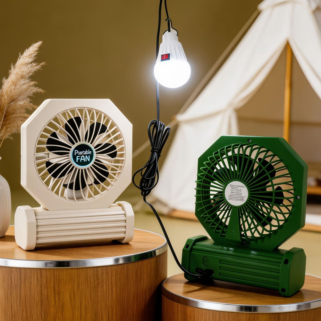Ventilator de masă portabil cu bază din lemn 2