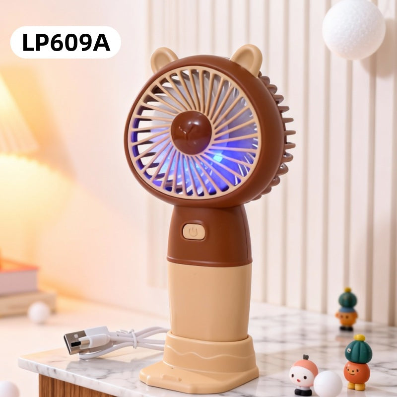Ventilator de masă portabil unisex cu lumină LED și motor silențios 12