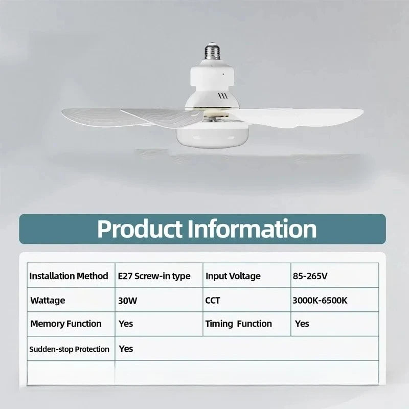 Ventilator de tavan cu lumină LED și telecomandă pentru interior 4