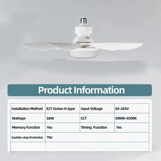 Ventilator de tavan cu lumină LED și telecomandă pentru interior 4