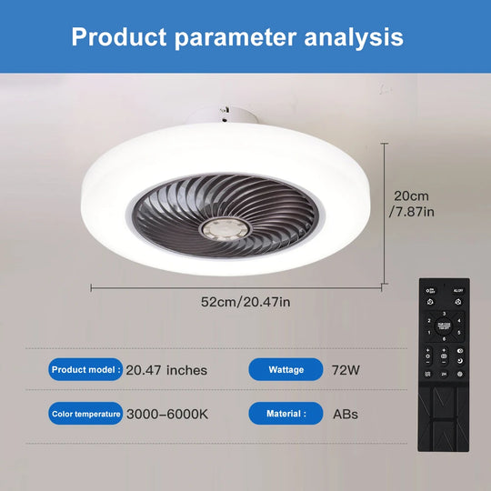 Ventilator de tavan cu lumină și telecomandă pentru dormitor 6