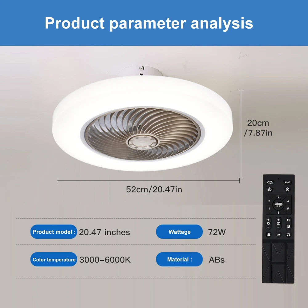 Ventilator de tavan cu lumină și telecomandă pentru dormitor 7