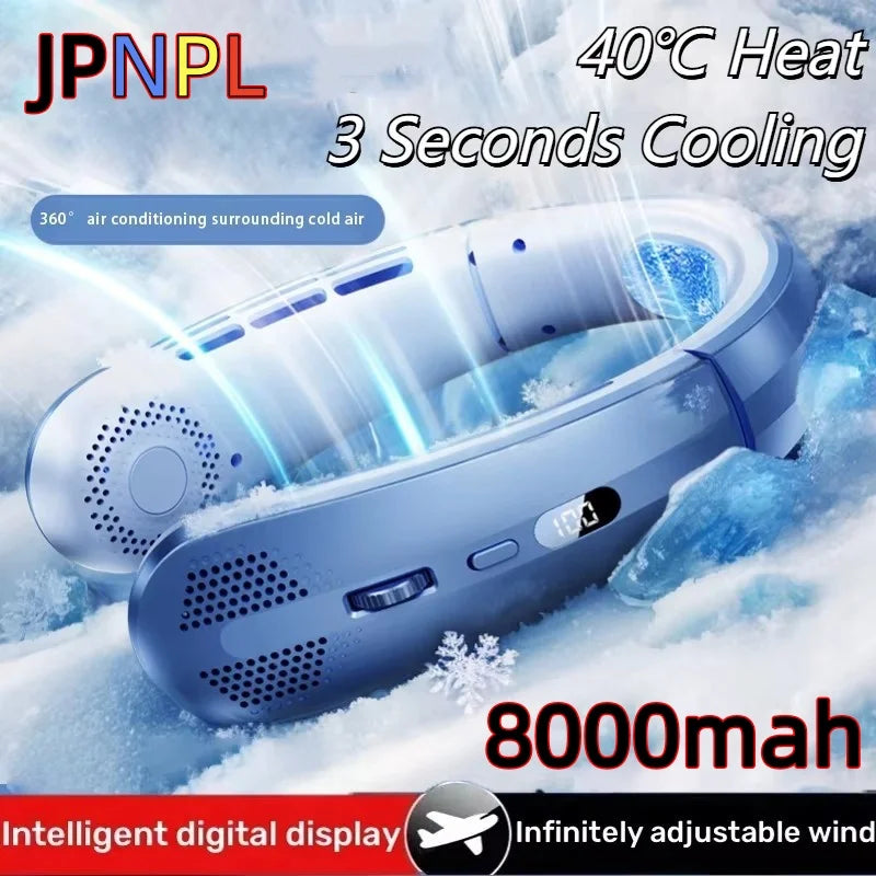 Ventilator electric portabil pentru gât cu display LED și baterie 8000mAh 0
