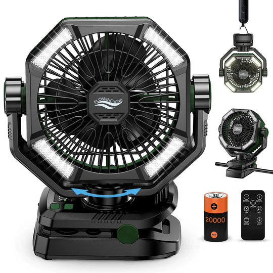 Ventilator portabil de camping cu lanternă LED și 8 viteze reglabile pentru exterior 11