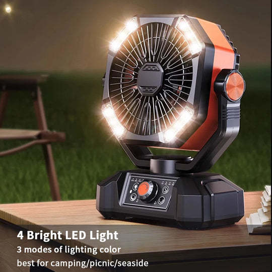 Ventilator portabil de camping cu lanternă LED și 8 viteze reglabile pentru exterior 3
