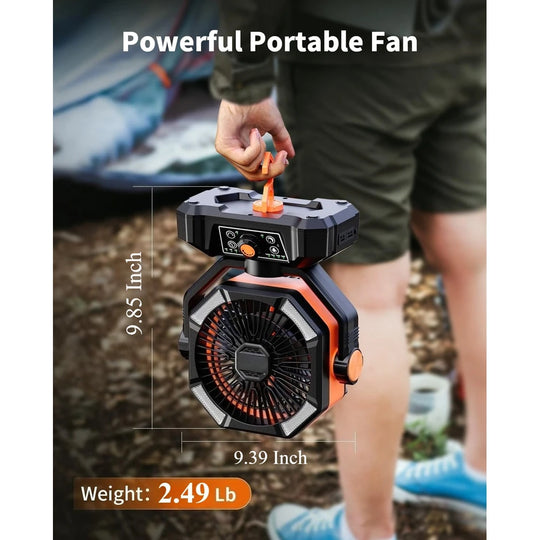 Ventilator portabil de camping cu lanternă LED și 8 viteze reglabile pentru exterior 5