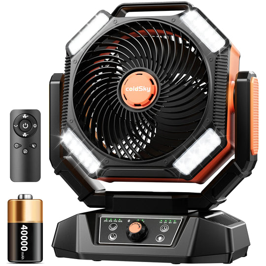 Ventilator portabil de camping cu lanternă LED și 8 viteze reglabile pentru exterior 8