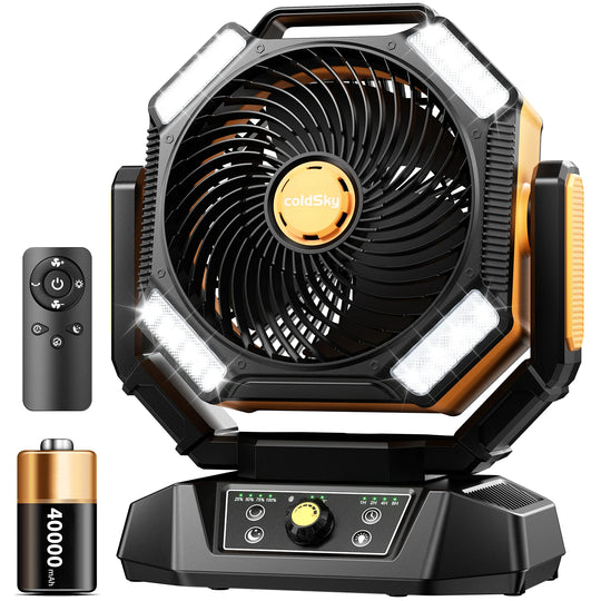 Ventilator portabil de camping cu lanternă LED și 8 viteze reglabile pentru exterior 9