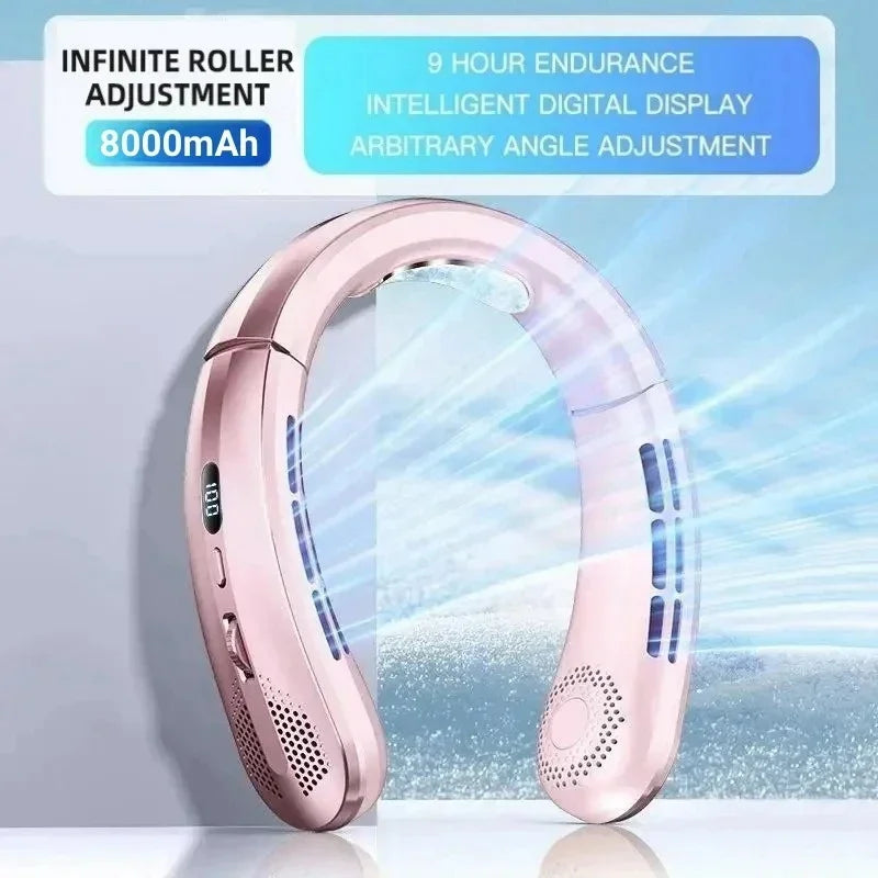 Ventilator portabil de gât cu afișaj digital LED și baterie reîncărcabilă USB 11