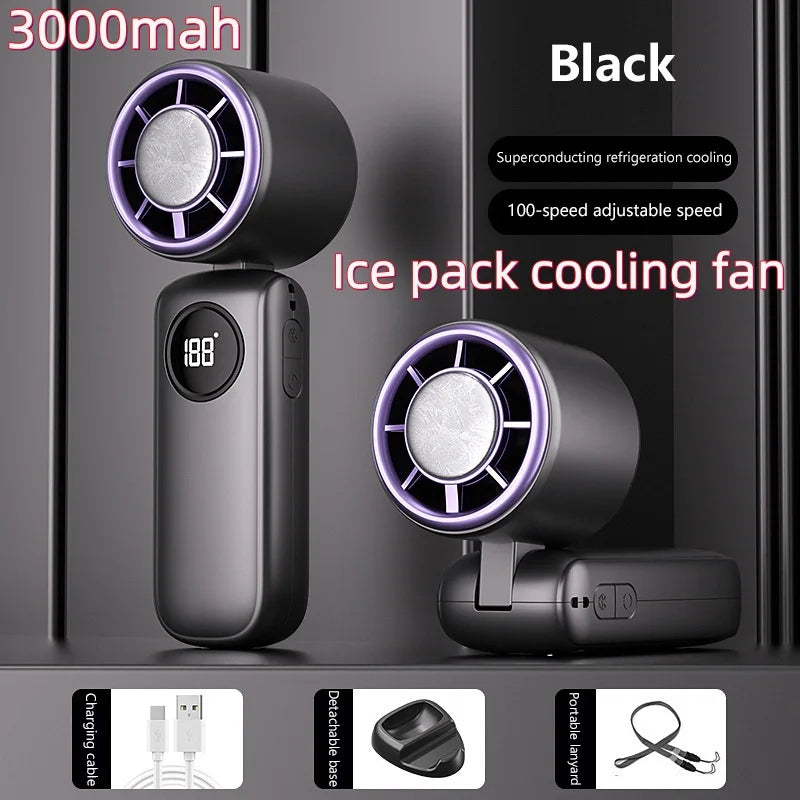 Ventilator portabil de gât cu afișaj digital LED și baterie reîncărcabilă USB 12