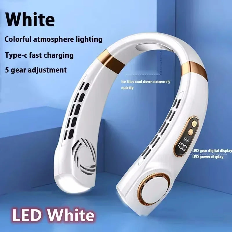 Ventilator portabil de gât cu afișaj digital LED și baterie reîncărcabilă USB 19