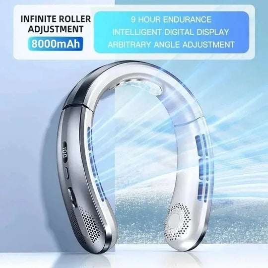 Ventilator portabil de gât cu afișaj digital LED și baterie reîncărcabilă USB 5