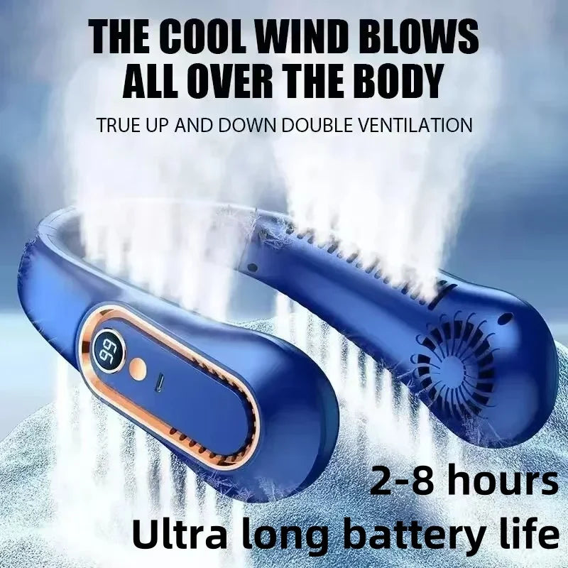 Ventilator portabil de gât cu afișaj digital LED și baterie reîncărcabilă USB 9
