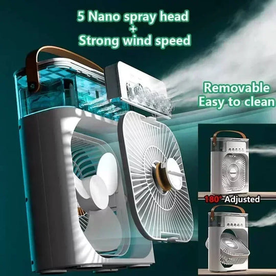 Ventilator portabil multifuncțional 3 în 1 cu umidificator și lumină LED 3