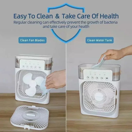 Ventilator portabil multifuncțional 3 în 1 cu umidificator și lumină LED 5