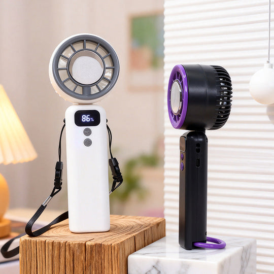 Ventilator portabil unisex cu afișaj digital și curea reglabilă pentru gât 5
