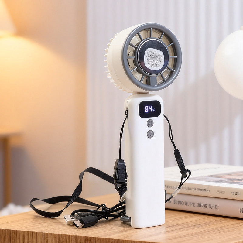 Ventilator portabil unisex cu afișaj digital și curea reglabilă pentru gât 6